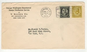 1932 GEORGE WASHINGTON BICENT. 1ST CACHET BY Y SOUREN DUAL FDC 7c & 8c ISSUES - Picture 1 of 1