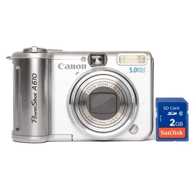 Canon PowerShot A610 5.0MP Digital Camera - Silver - MINT - Image 1 of 4