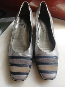 Van Dal ALAVA Size 5 D UK Ladies Silver Metallic Leather Wedge Shoes VGC - Picture 1 of 13