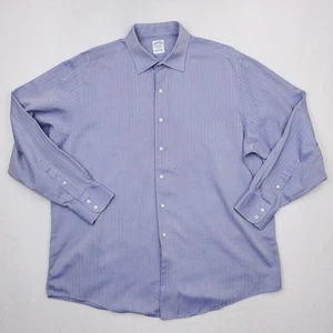 Camisa Brooks Brothers Para Hombre 17.5 Azul Espiga Rayas Abotonada Calce Relajado - Imagen 1 de 13