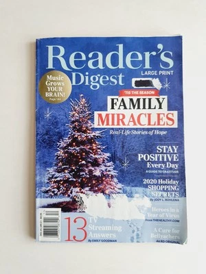 Reader's Digest Large Print Magazine December, 2020 Family Miracles Real Stories - Image 1 of 2