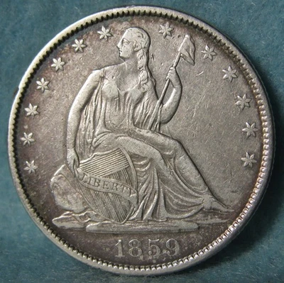 1859-O Seated Liberty Silver Half Dollar Better Grade Old US Coin - Image 1 of 4