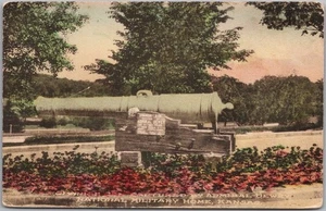 LEAVENWORTH, Kansas Hand-Colored Postcard SPANISH CANNON National Military Home - Picture 1 of 2