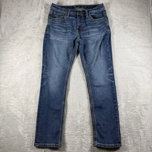 BKE Mason Jeans Mens 34x32 Blue Slim Fit Dark Wash Distressed Denim Stretch - Picture 1 of 16