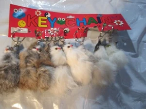 Vintage Rabbit Fur Animal Keychains - Afbeelding 1 van 3