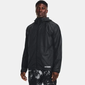 UNDER ARMOUR Black UA RUSH Woven Full Zip HOODED Lined JACKET Mens Size XL NEW - Picture 1 of 8