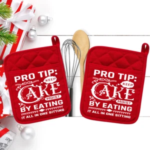 Pro Tip: Keep Cake Moist Eat It All (2) Pocket Pot Holder Oven Mitt 11reddbl - Bild 1 von 1