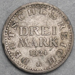 Germany Weimar Republic 1924E 3 Mark Silver KM#43 #620013 - Picture 1 of 2