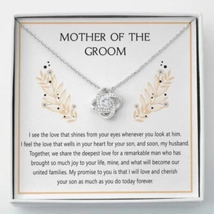Collar Colgante Nudo de Amor Madre del Novio Regalos, Mensaje Negro Caja de Regalo - Imagen 1 de 10