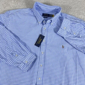 Polo Ralph Lauren Oxford Shirt Mens 2XB Blue White Gingham Check Classic Fit NWT - Picture 1 of 8