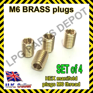 M6 plug brass manifold seal holes threaded HEX stop leak SET of 4 - Picture 1 of 1