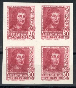 ESPAÑA 1938 - EDIFIL 844Aes** BLOQUE 4 - VARIEDAD - FERNANDO EL CATÓLICO - MNH - Imagen 1 de 2