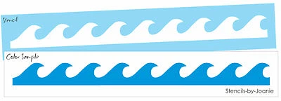 STENCILS BY JOANIE Wave STENCIL 2" tall Ocean Beach Tropical Bedroom Wall Nautical Art Border Signs
