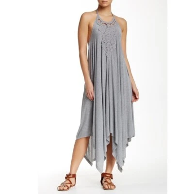 Maxi Vestido Rip Curl Náufrago Largo Completo Gris Jaspeado Crochet Pequeño S Foto 1 de 4