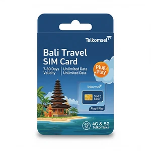 Tarjeta SIM de viaje Bali | 7-30 días | Datos ilimitados | Telkomsel 4G&5G | Plug&Play - Imagen 1 de 7