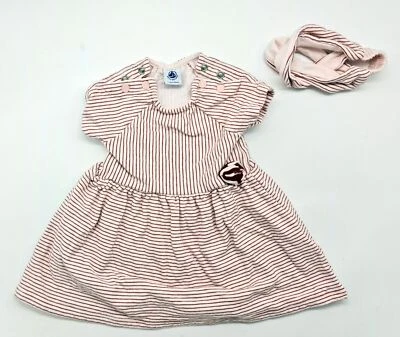 Original Bebé Vestido Con Cinta Talla 6M 67 Petit Bateau - Imagen 1 de 2