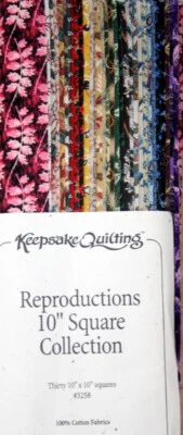 30 10 INCH SQUARES -REPRODUCTIONS FROM KEEPSAKE QUILTING  - 100% COTTON FABRIC - Image 1 of 2