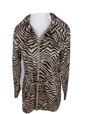 Chaqueta para mujer Dana Buchman talla S negra y dorada a rayas cebra peso largo R14 Foto 1 de 4