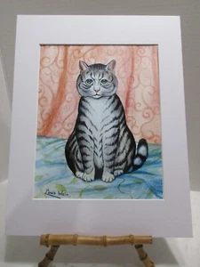 Louis Wain Artist: Resting Cat in 11 X 14" White Mat for 8 X "10" Print - Picture 1 of 2