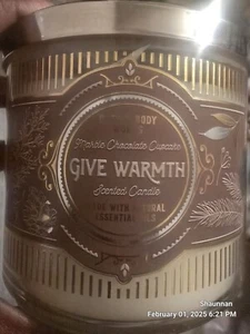 NEW BATH & BODY WORKS 3 WICK LARGE CANDLE (GIVE WARMTH) LE 14.5 OZ 💝 - Picture 1 of 3