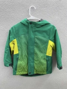 Childrens All In Motion Jacket Size XS (4-5) Green and Yellow Zip Up Hooded - Picture 1 of 13