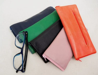 Estuche de cuero para gafas de sol de cuero genuino protege las gafas de sol Foto 1 de 4