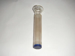 ANTIQUE 4-3/4" GLASS SYRINGE PLUNGER HYPODERMIC NEEDLE CLEAR FROSTED COBALT BLUE - Picture 1 of 7
