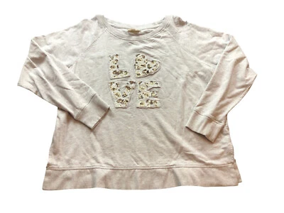 Suéter feminino Style and Co. tamanho grande cinza estampa animal lantejoulas corações de amor - Imagem 1 de 4