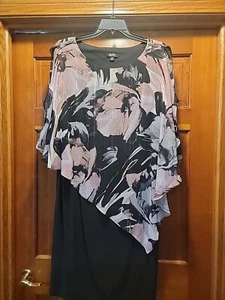 Slny Metallic-Trim Capalet Sheath Pink &Black Dress US 18 Great Condition - Picture 1 of 6