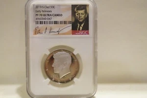 Medio dólar Kennedy revestido E/R 2019-S NGC PF70 Ultra camafeo firmado - Imagen 1 de 2