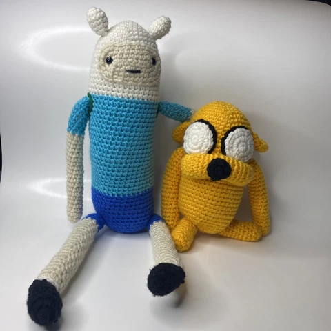 Adventure Time Jake The Dog & Finn Handmade Crocheted Dolls Cartoon Network Cover