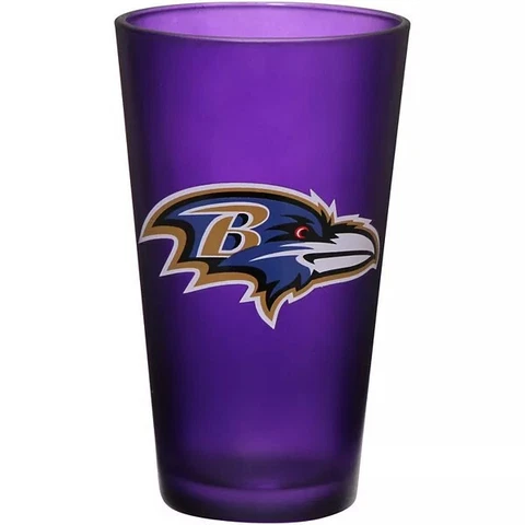 Baltimore Ravens NFL Team Color Frosted Beer Pint Glass Cup 16 oz Purple Cover