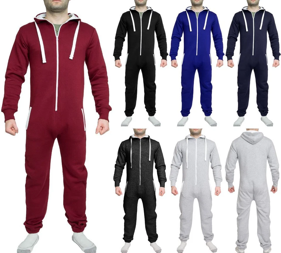  Juego de mono de contraste con capucha unisex para hombre y mujer con cremallera Foto 1 de 1