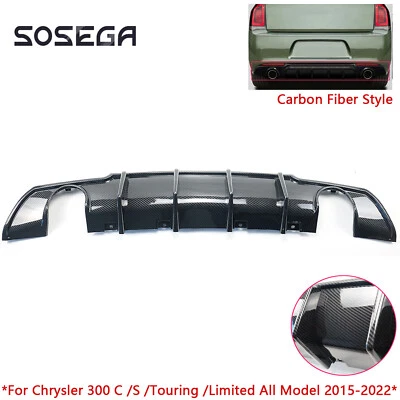 For Chrysler 300 C S Touring 2015-2022 Carbon Fiber Look Rear Diffuser Shark Fin - Imagem 1 de 4