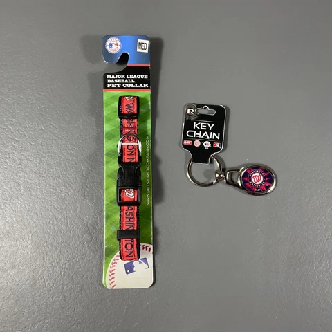 Washington Nationals MLB Ultimate Fan Gift Lot Medium Pet Collar and Keychain Cover