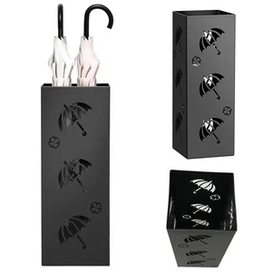 Black Metal Umbrella Holder Free tanding Decorative Multipurpose Storage Stand - Picture 1 of 9