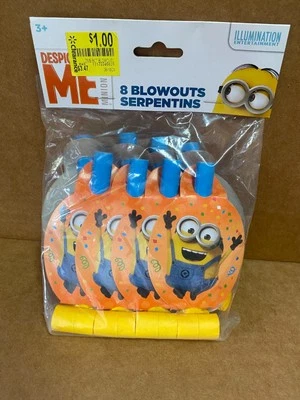 8 Minion Despicable Me Noisemaker Blowouts Horn Birthday Party Favor Lot - Image 1 of 4