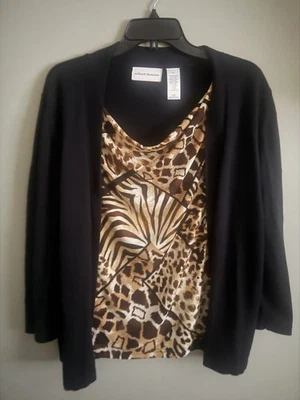 Cárdigan Alfred Dunner Talla M Estampado Animal/Leopardo 2 en 1 Informal Frente Abierto Foto 1 de 4