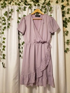 as you wish size large lavender faux wrap around womens dress - Picture 1 of 9