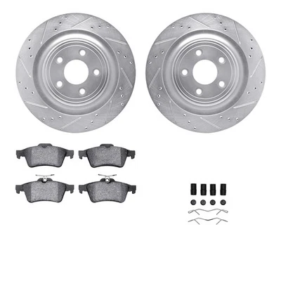 For Jaguar XF 09-15 Drilled & Slotted Rear Brake Kit w Performance Sport Pads - Image 1 of 3