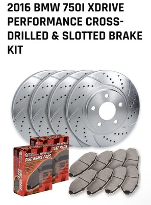 Kit de freio premium perfurado cruzado e entalhado conjunto prata - 2016 - BMW - 750i xDrive - Imagem 1 de 4