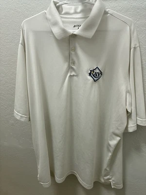 Tampa Bay Rays Baseball Embroidered Antigua Polo Shirt White Short Sleeve Men XL - Image 1 of 4