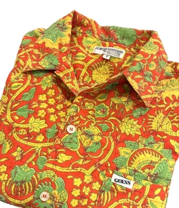 Vintage Georges Marciano For Guess Paisley Short Sleeve Button Mens Large Size 1 - Picture 1 of 7