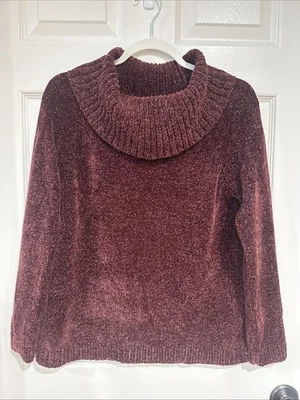 Suéter INC Para Mujer S Manga Larga Cuello Capucha Borgoña/Plateado Roscado Foto 1 de 4