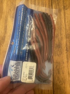 KINAMI 4" K-7 12 Count DROP SHOT WORMS K7-12-K812 Red Shad New Package Foto 1 de 4