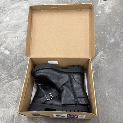 Steve Madden Crusader Women’s Genuine Leather Inside Zip Lug Boot Black NEW US 8 - Image 1 of 4