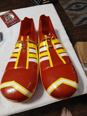 "Zapatos de payaso molde soplado plástico rojo rubíes vintage adulto 1978 15"" disfraz disfraces" Foto 1 de 3