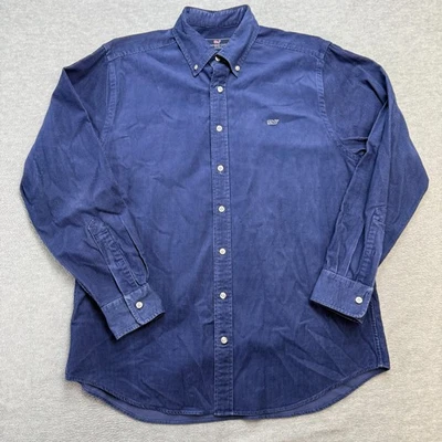 Vineyard Vines Shirt Mens Large Blue Slim Fit Whale Corduroy Overshirt Preppy - Image 1 of 4