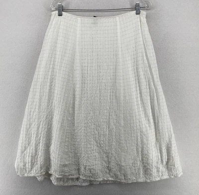 Falda EILEEN FISHER S Algodón Orgánico Voile Caja Texturizada Línea A Midi Blanca Foto 1 de 4