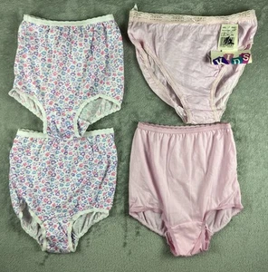 Vintage Girls Underwear Lot Of 4 High Waisted Pink And Blue Kids Manhattan - Picture 1 of 6